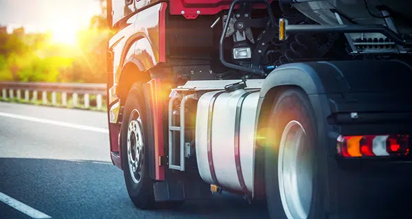 Close-up of a truck on highway