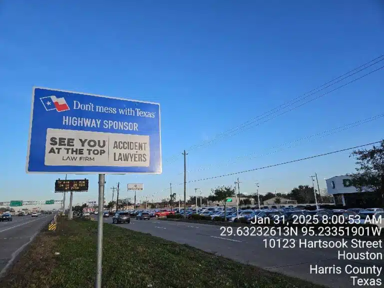 Highway sign advertising accident lawyers