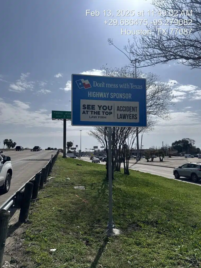 Highway sign for accident lawyers