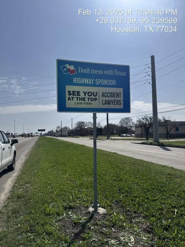 Highway sign for accident lawyers