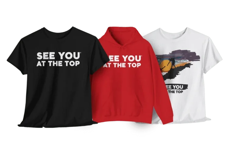 Three shirts with motivational text